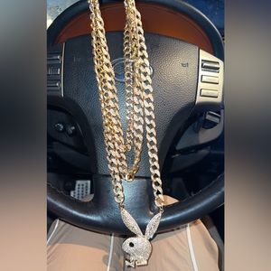 Gold Set of 3 Playboy bunny chain NWT
